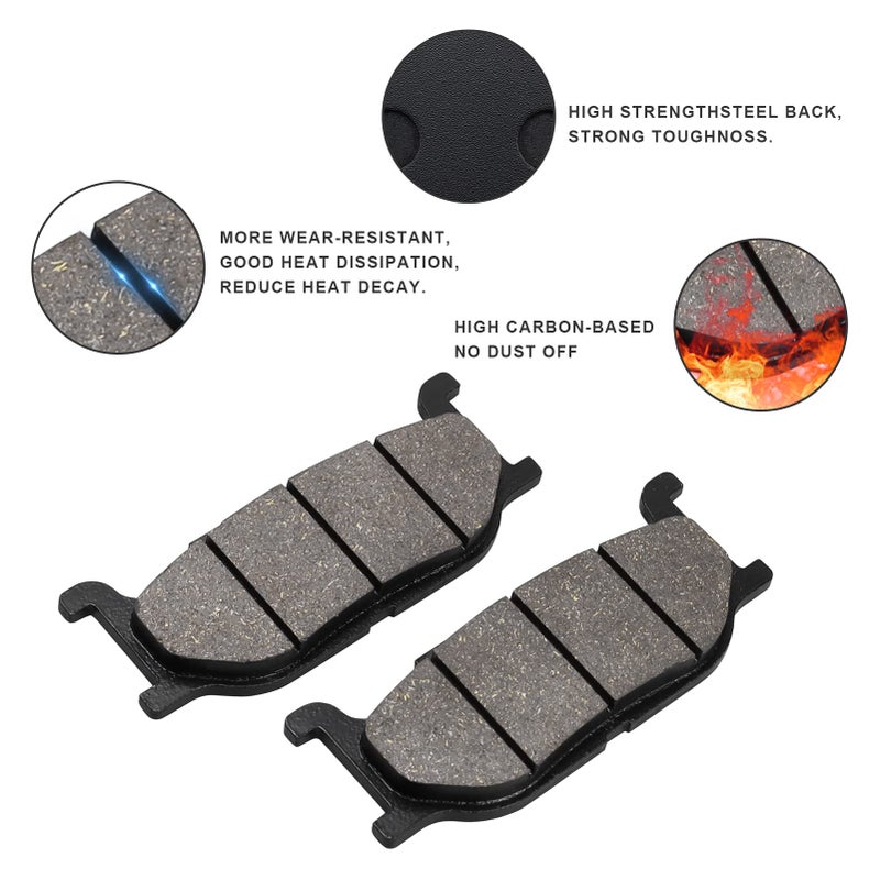 SOLLON Front and Rear Brake Pads for Yamaha XVS1100 Vstar 1100 Custom Midnight 2007-2008 / XVS1100 V-star Custom / Classic / Silverado 1999-2009 Virago 1100 XV1100 / Dragstar 1100 XVS1100 - Image 4